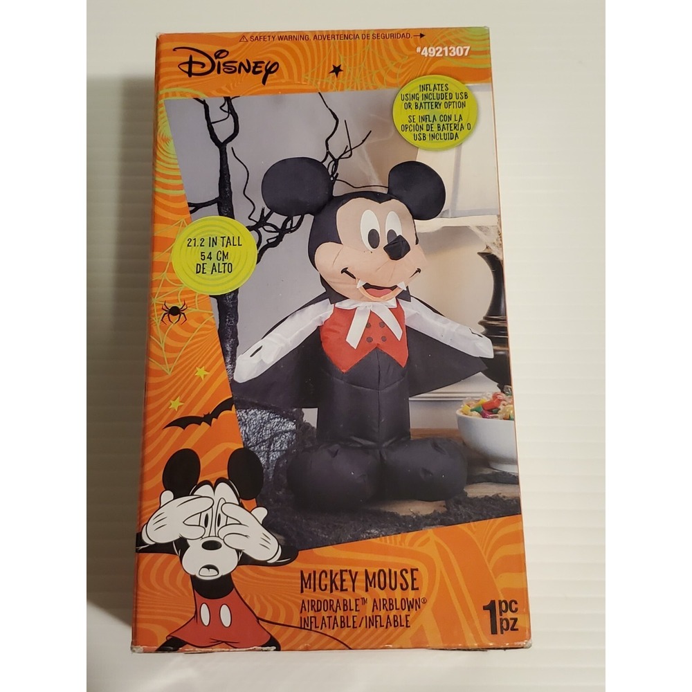 New Gemmy Halloween Disney Mickey Mouse Vampire 21'' Tall Air blown Inflatable